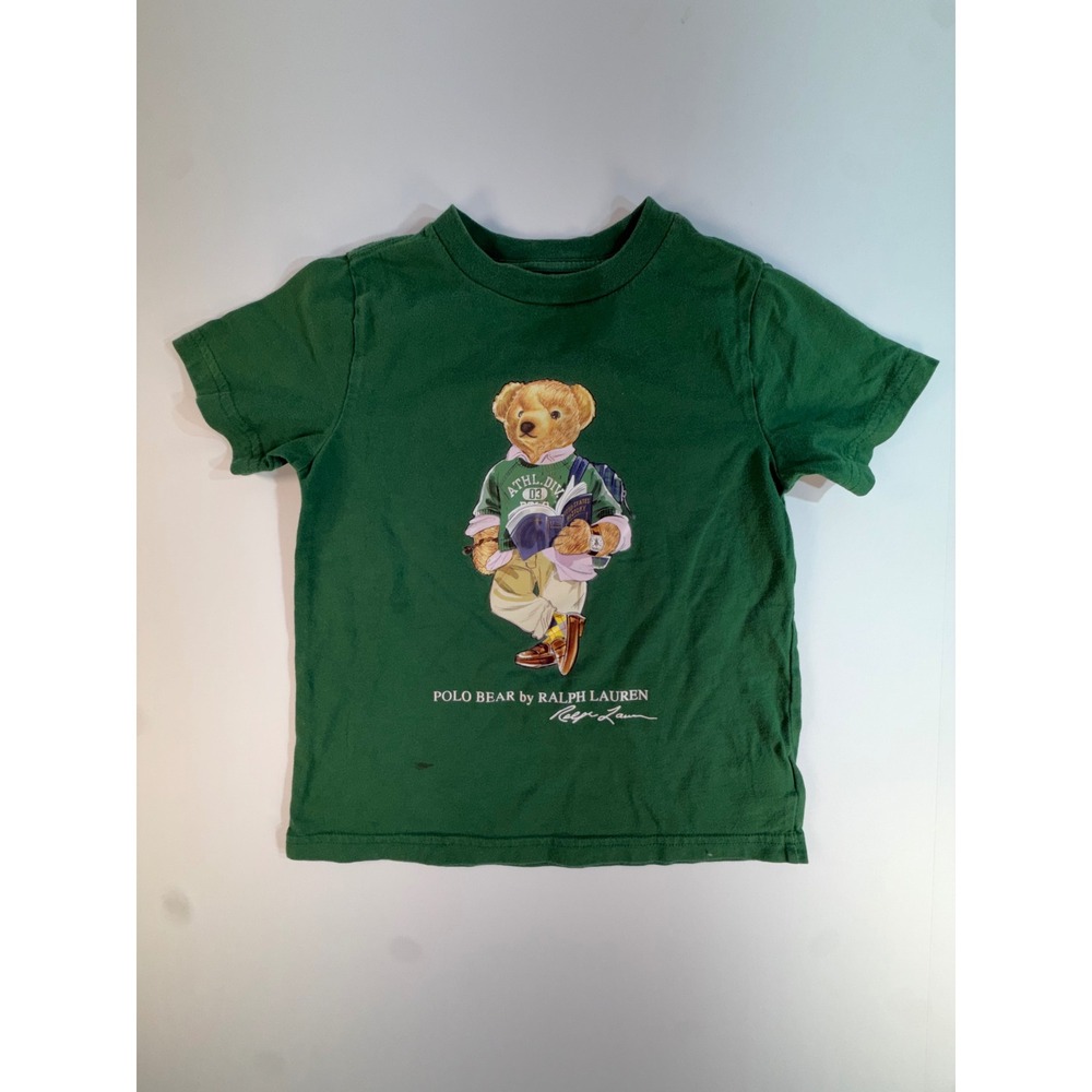 Polo Ralph Lauren Toddler Boys Green Polo Bear Graphic T-Shirt Size 4/4T